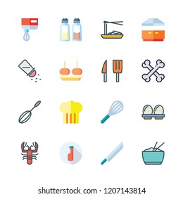 cooking icon set. vector set about eggs, knife, mixer and extractor hood icons set.