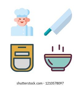 cooking icon set. vector set about knife, chef, soup and oven icons set.