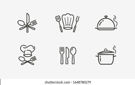 Cooking icon set vector. Culinary, restaurant, cuisine symbol or logo