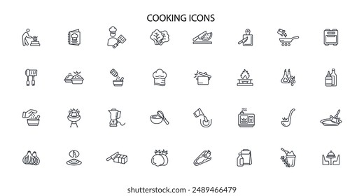Cooking icon set.vector.Editable stroke.linear style sign for use web design,logo.Symbol illustration.