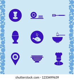 cooking icon. cooking vector icons set fastfood location, chef, hot chicken and soup