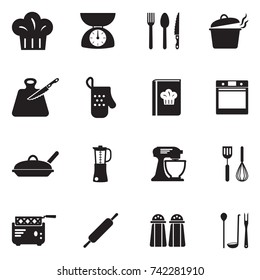 Cooking Icons. Black Flat Design. Vector Illustration. 