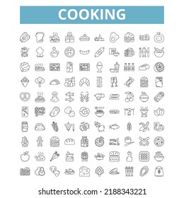 Cooking icons, line symbols, web signs, vector set, isolated illustration