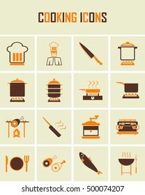 cooking icons, mono vector symbols