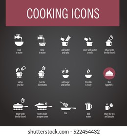 Cooking icons on black background