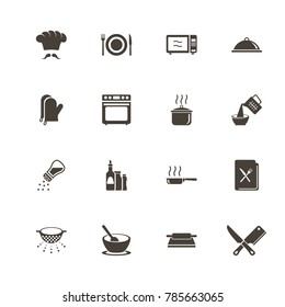 Cooking icons. Perfect black pictogram on white background. Flat simple vector icon.