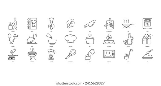 Cooking icons set. Set of editable stroke icons.Vector set of Cooking