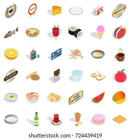 Cooking icons set. Isometric style of 36 cooking vector icons for web isolated on white background