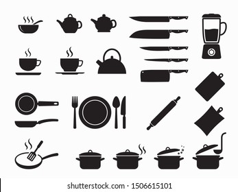 Cooking icons set, Kitchen utensils and tool icon set