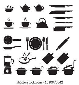 Cooking Icons Set, Kitchen Utensils And Tool Icon Set