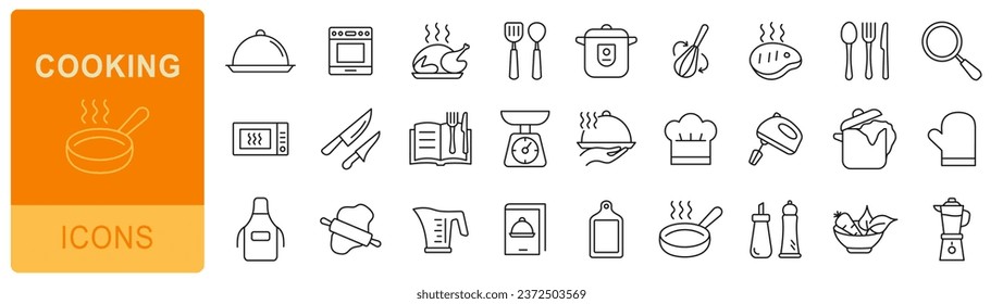 Cooking icons set. Linear icon collection. Vector illustration.