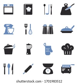 Cooking Icons. Two Tone Flat Design. Vector Illustration.