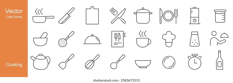 Cooking Icons - Vector Line. Editable Stroke.