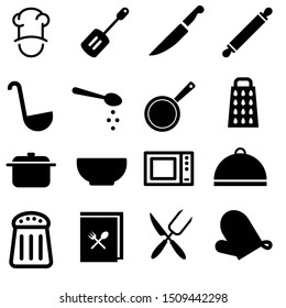 Cooking icons vector set. Cooking icon. breakfast illustration symbol coollection.
