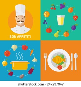 Cooking infographics with different food elements