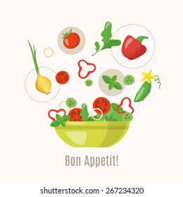 Cooking infographics. Let's make a salad! 