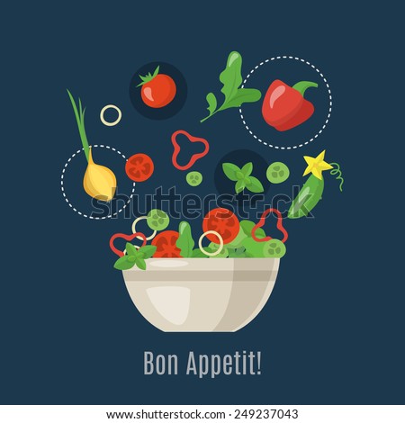 Cooking infographics. Let's make a salad! 