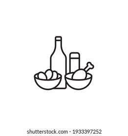 Ingredientes de cocción, ilustración vectorial culinaria simple de línea delgada