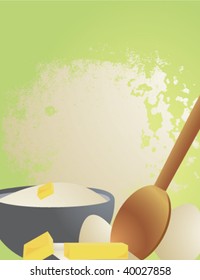 Ingredientes de cocción y con fondo de bandeja de harina - versión vectorial