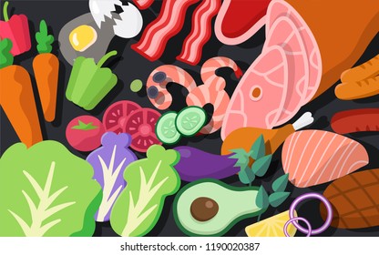 Cooking ingredients vector set illustration