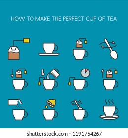 cooking instruction how to make perfect cup of tea icon filled outline editable stroke
