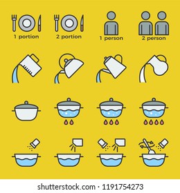 cooking instruction icon filled outline editable stroke