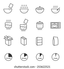 Cooking instruction icons set