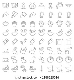 cooking instruction outline icon, material for use in package and container editable stroke