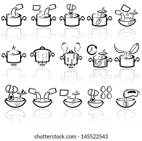 Cooking instruction vector icons set. EPS 10.