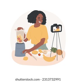 Cooking isolated cartoon vector illustration. Teenage girl recording video about cook for her food blog, digital lifestyle, social media communication, content creation vector cartoon.