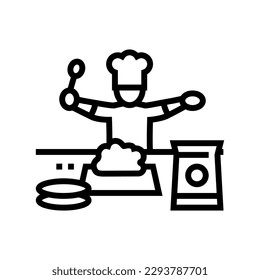 cooking kid leisure line icon vector. cooking kid leisure sign. isolated contour symbol black illustration