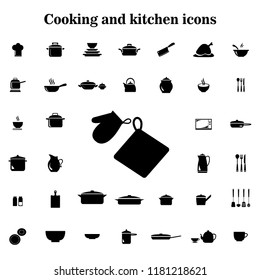  Cooking and kitchen accessories set icons