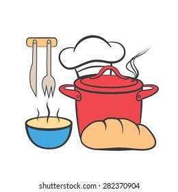 Cooking and kitchen colored vector illustration
