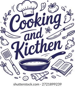 Kochutensilien Typografie Set Kochen und Küche