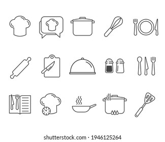 Cocina en el ícono plano de la cocina. Pictograma para web. Icono de línea. Aislado sobre fondo blanco. Vector eps10