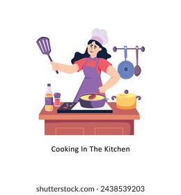 Cooking In The Kitchen  flat style design vector stock illustrations. 
