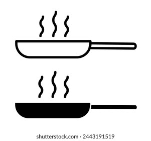 Cooking and Kitchen Frying Pan Icons. Home Chef and Culinary Preparation Symbols.