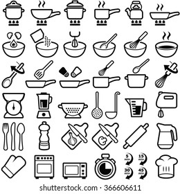 Cooking and kitchen icon collection - vector outline