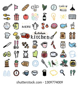Cooking kitchen icon Illustration set