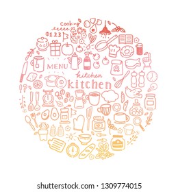 Cooking kitchen icon Illustration set