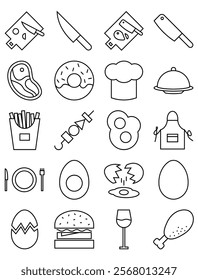 Cooking and Kitchen, Icon pack, 20 icons, vector icons, resizable icons, line, fill, icons