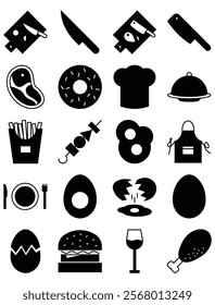 Cooking and Kitchen, Icon pack, 20 icons, vector icons, resizable icons, line, fill, icons