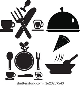 Cooking and kitchen icons, black color