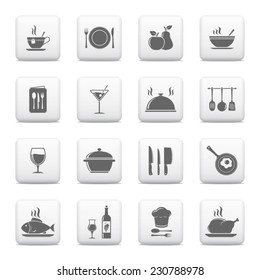 Cooking & kitchen icons, vector web buttons