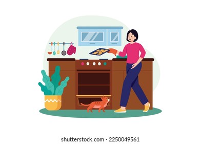 Cooking and Kitchen Illustration concept on white background