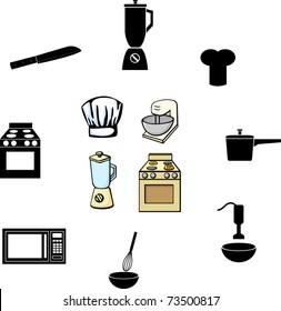 cooking and kitchen illustrations and symbols set