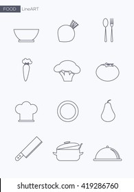 Cooking and Kitchen line icons set
