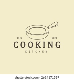 cooking kitchen logo design, modern cooking frying pan lines, microwave lines kitchen logo design vector icon illustration
