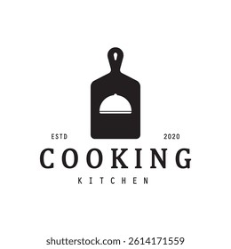 cooking kitchen logo design, modern cooking frying pan lines, microwave lines kitchen logo design vector icon illustration