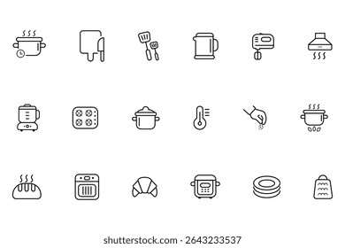 Cooking kitchen meal recipe tools and food ingredients icon vector illustration for restaurant utensil equipment appliance gourmet process preparation set.